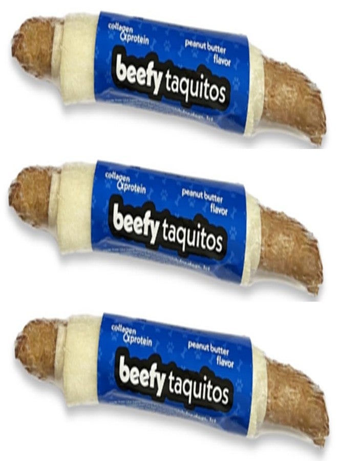 Frankly Original Pet - Peanut Butter Flavored Collegen Packed Beefy Taquito Stick for Small and Medium Dogs Pack of 3 (Long Lasting Chews, Treats, Bones for Aggressive Chewers) - 7" (8692) - Image 1